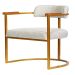 Kit 02 Poltronas Ohio Linho Bege Estrutura Dourado