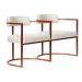 Kit 02 Poltronas Ohio Linho Marfim Estrutura Bronze