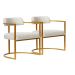 Kit 02 Poltronas Ohio Linho Marfim Estrutura Dourado
