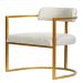 Kit 02 Poltronas Ohio Linho Marfim Estrutura Dourado