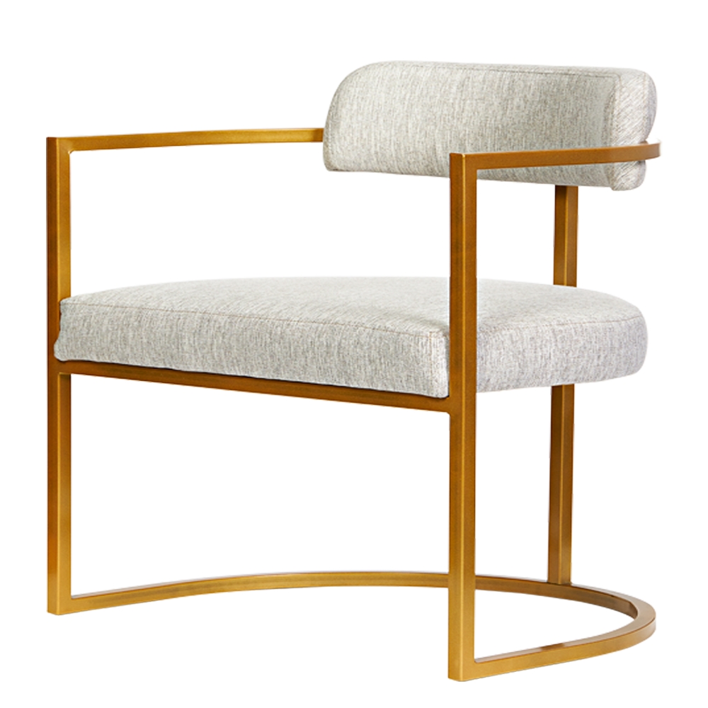 Kit 02 Poltronas Ohio Linho Marfim Estrutura Dourado