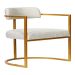 Kit 02 Poltronas Ohio Linho Marfim Estrutura Dourado