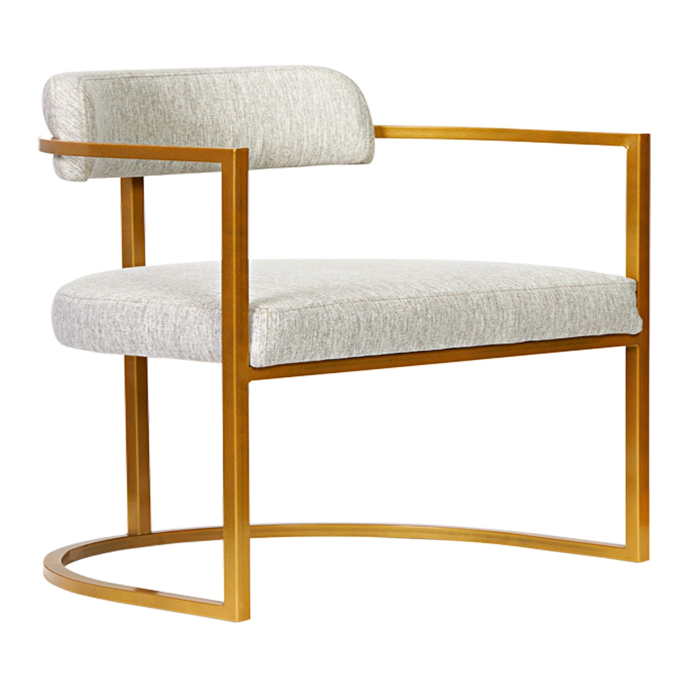 Kit 02 Poltronas Ohio Linho Marfim Estrutura Dourado