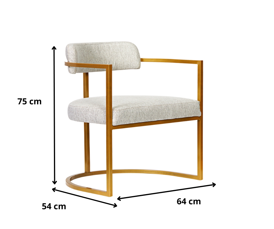 Kit 02 Poltronas Ohio Linho Marfim Estrutura Dourado