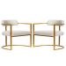Kit 02 Poltronas Ohio Linho Marfim Estrutura Dourado