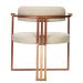 Kit 02 Poltronas Oregon Braço Madeira Linho Bege Estrutura Bronze