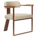 Kit 02 Poltronas Oregon Braço Madeira Linho Bege Estrutura Bronze