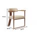 Kit 02 Poltronas Oregon Braço Madeira Linho Bege Estrutura Bronze