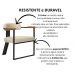 Kit 02 Poltronas Oregon Braço Madeira Linho Bege Estrutura Preto Fosco