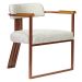 Kit 02 Poltronas Oregon Braço Madeira Linho Marfim Estrutura Bronze