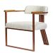 Kit 02 Poltronas Oregon Braço Madeira Linho Marfim Estrutura Bronze