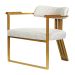 Kit 02 Poltronas Oregon Braço Madeira Linho Marfim Estrutura Dourado