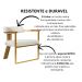 Kit 02 Poltronas Oregon Braço Madeira Linho Marfim Estrutura Dourado