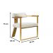 Kit 02 Poltronas Oregon Braço Madeira Linho Marfim Estrutura Dourado