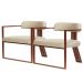 Kit 02 Poltronas Oregon Linho Bege Estrutura Bronze