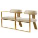 Kit 02 Poltronas Oregon Linho Bege Estrutura Dourado