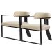 Kit 02 Poltronas Oregon Linho Bege Estrutura Preto Fosco