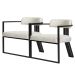 Kit 02 Poltronas Oregon Linho Marfim Estrutura Preto Fosco
