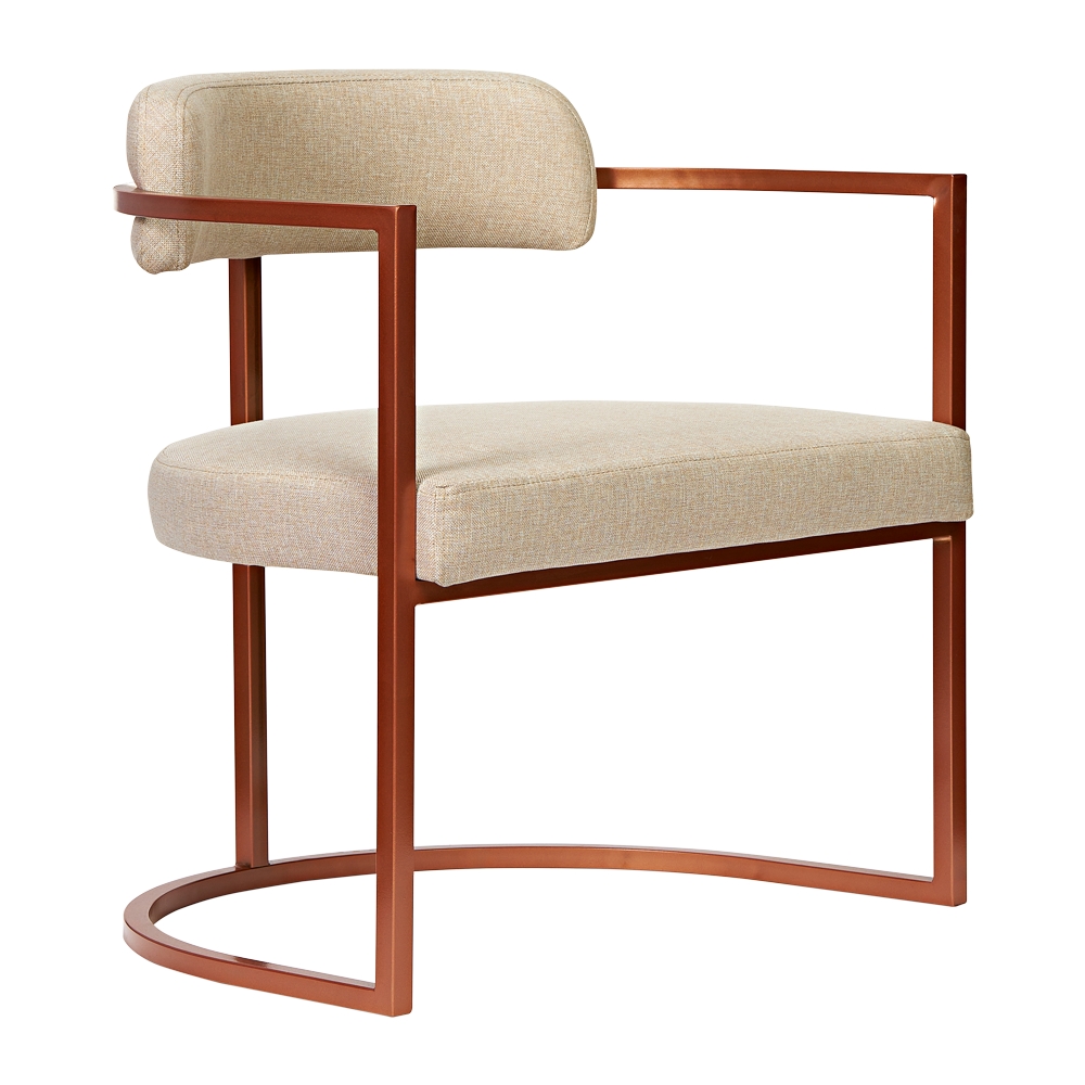 Poltronas Ohio Linho Bege Estrutura Bronze