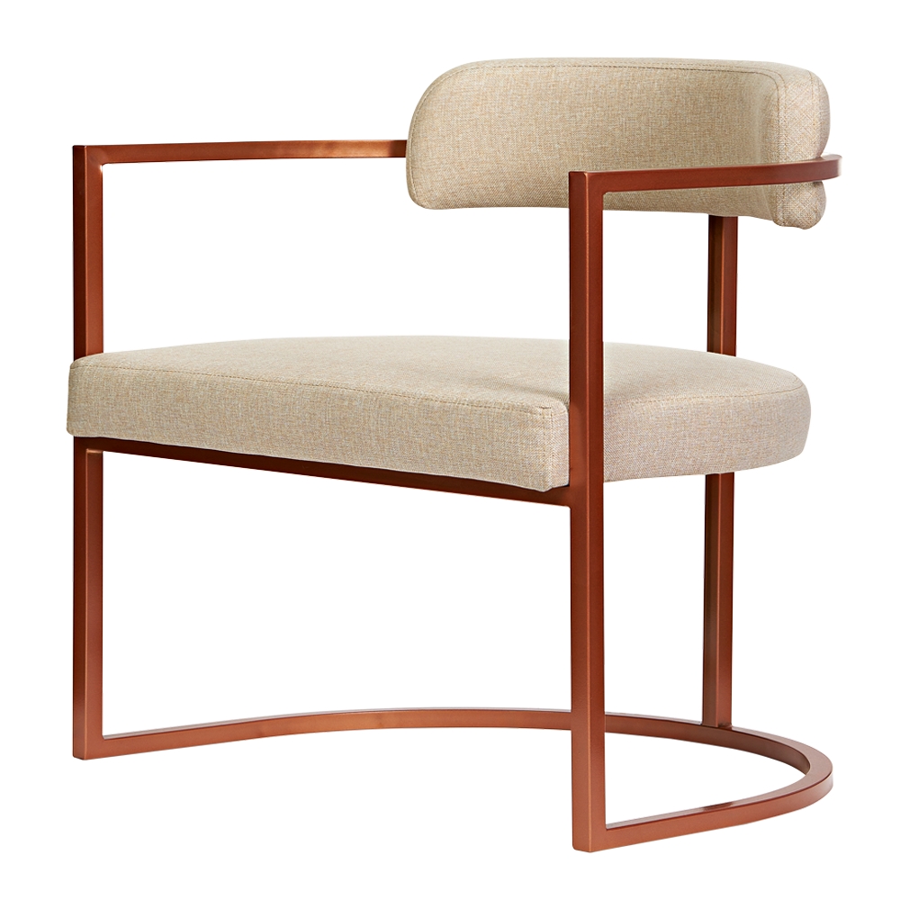 Poltronas Ohio Linho Bege Estrutura Bronze