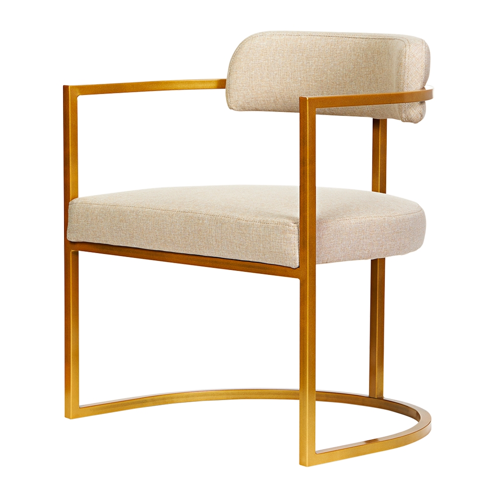 Poltronas Ohio Linho Bege Estrutura Dourado