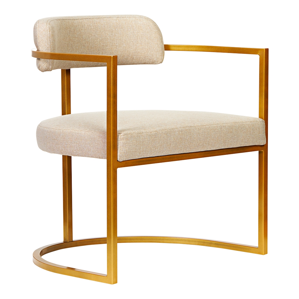 Poltronas Ohio Linho Bege Estrutura Dourado