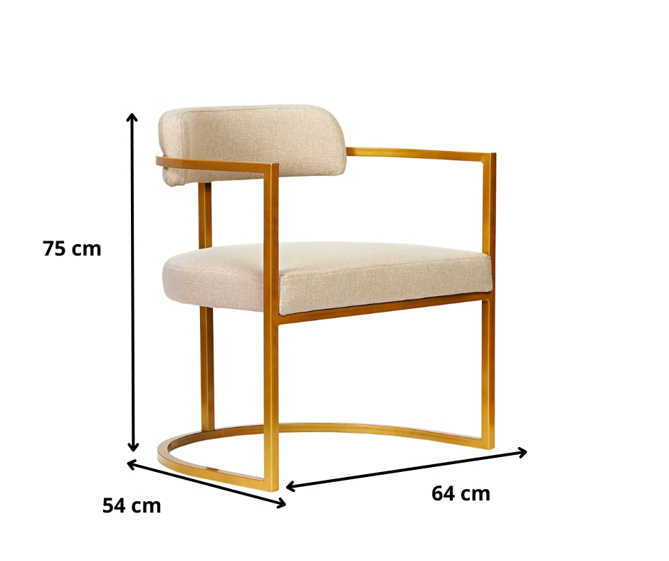 Poltronas Ohio Linho Bege Estrutura Dourado