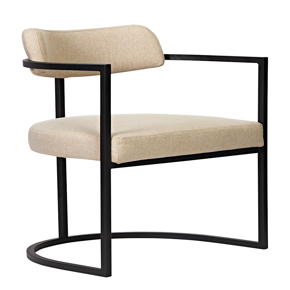 Poltronas Ohio Linho Bege Estrutura Preto Fosco