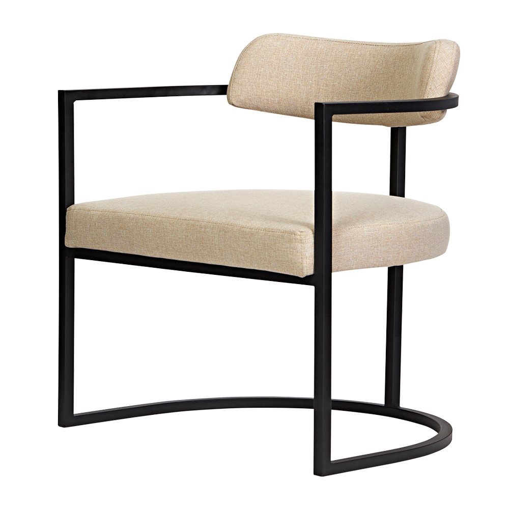 Poltronas Ohio Linho Bege Estrutura Preto Fosco