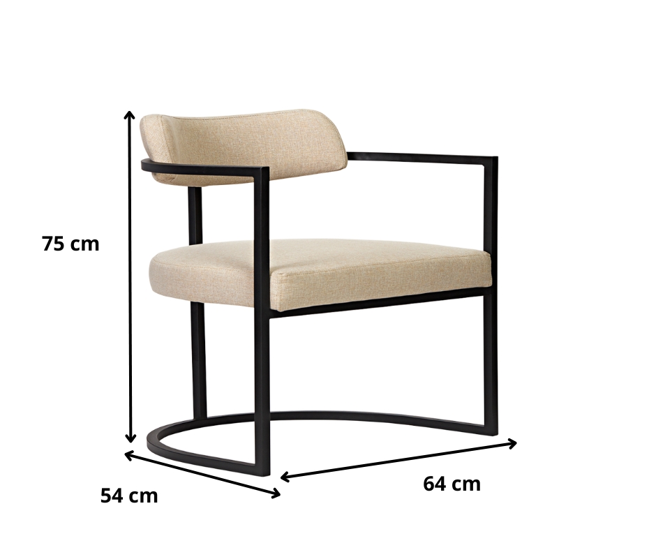 Poltronas Ohio Linho Bege Estrutura Preto Fosco