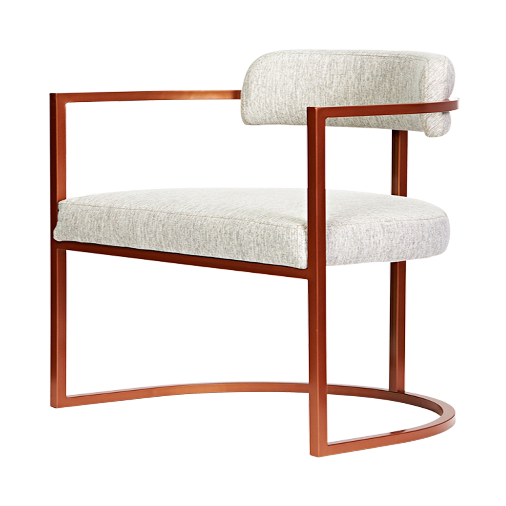 Poltronas Ohio Linho Marfim Estrutura Bronze