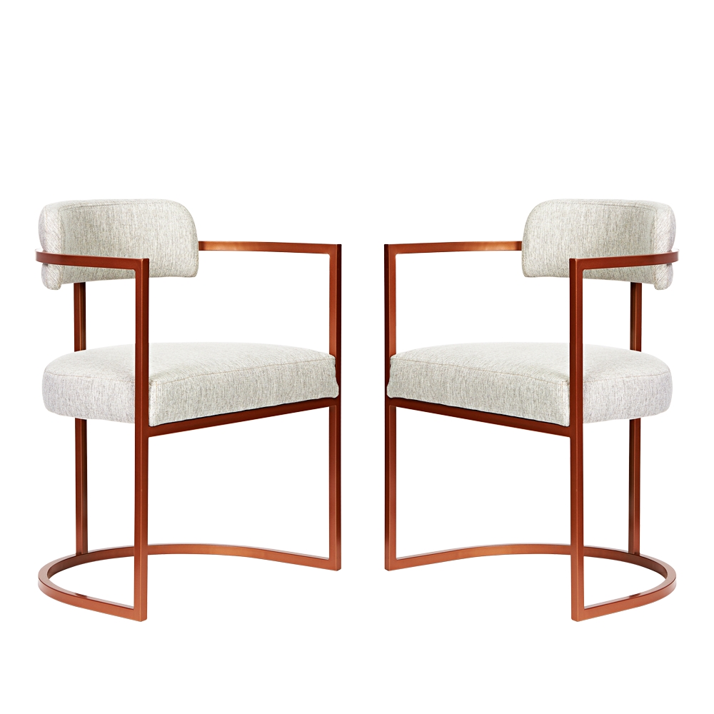 Poltronas Ohio Linho Marfim Estrutura Bronze