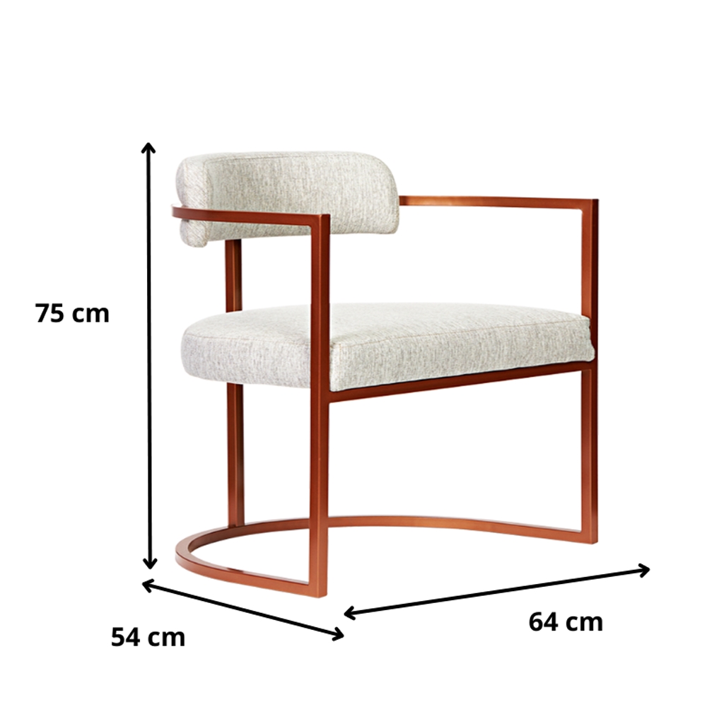 Poltronas Ohio Linho Marfim Estrutura Bronze
