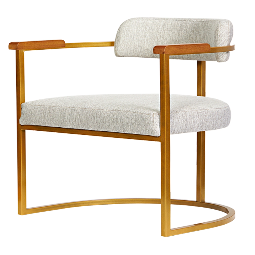 Poltronas Ohio Linho Marfim Estrutura Dourado