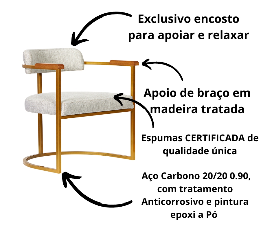 Poltronas Ohio Linho Marfim Estrutura Dourado
