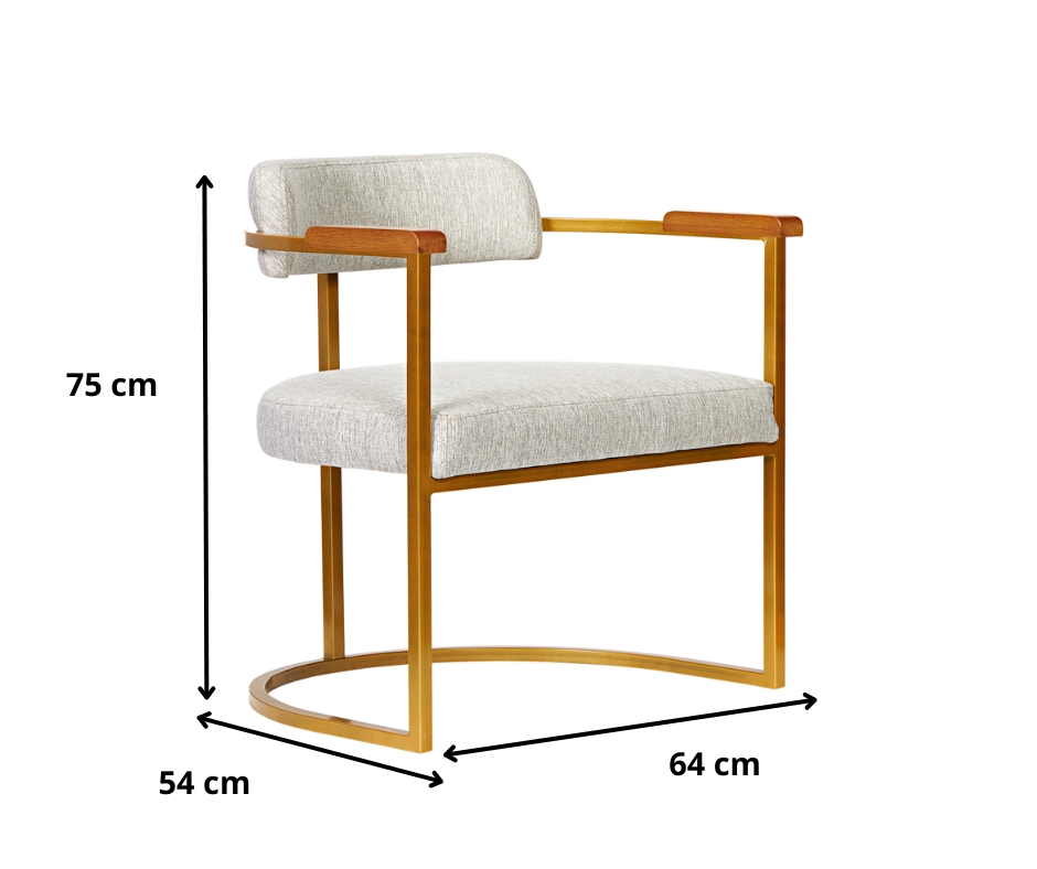 Poltronas Ohio Linho Marfim Estrutura Dourado