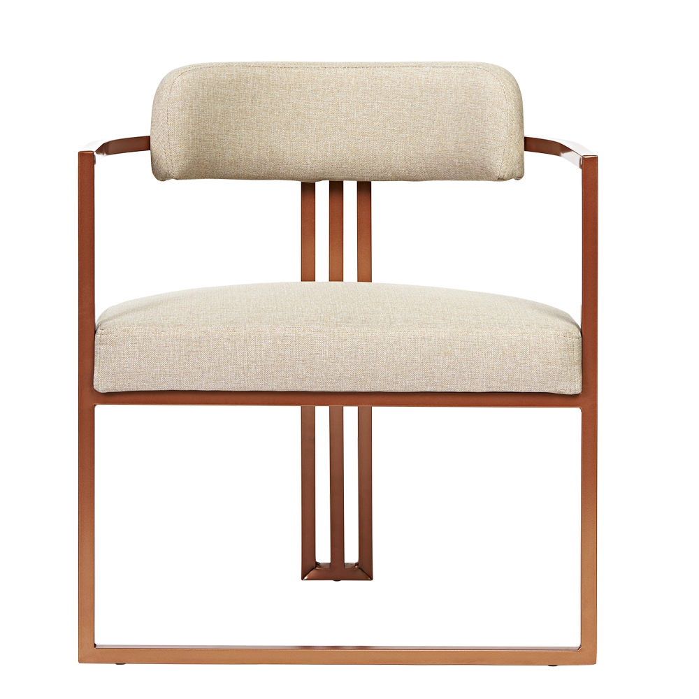 Poltronas Oregon Linho Bege Estrutura Bronze