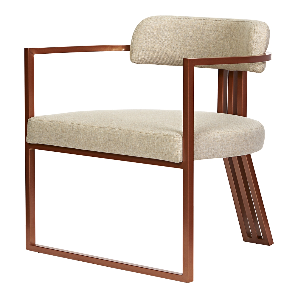 Poltronas Oregon Linho Bege Estrutura Bronze