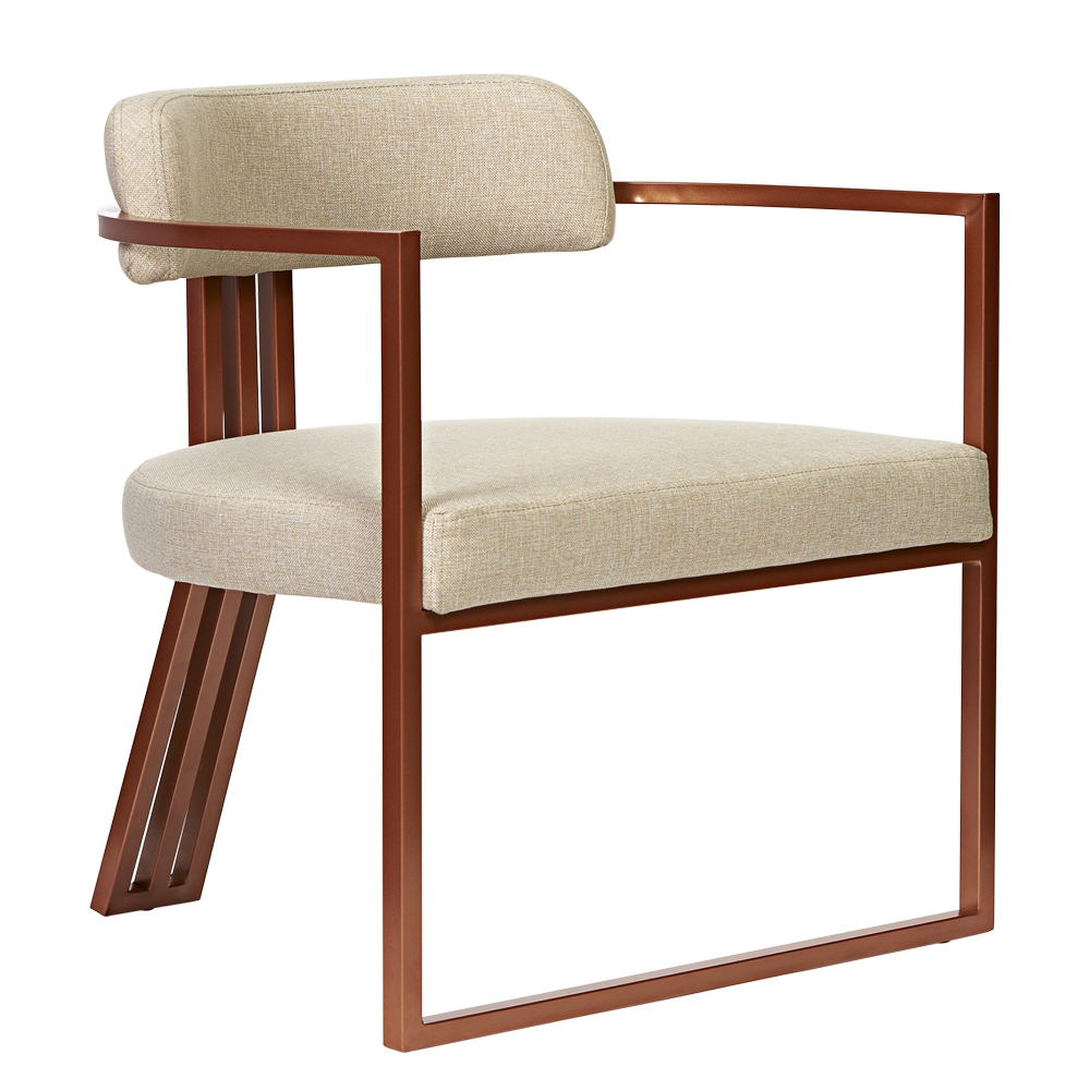 Poltronas Oregon Linho Bege Estrutura Bronze