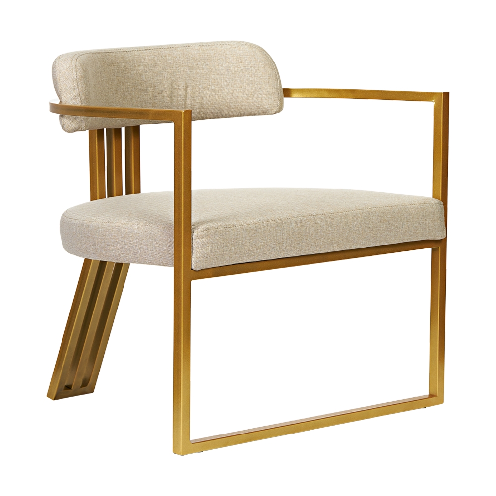 Poltronas Oregon Linho Bege Estrutura Dourado