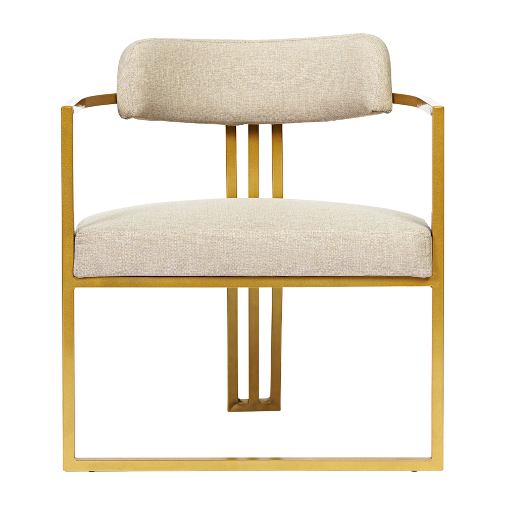 Poltronas Oregon Linho Bege Estrutura Dourado