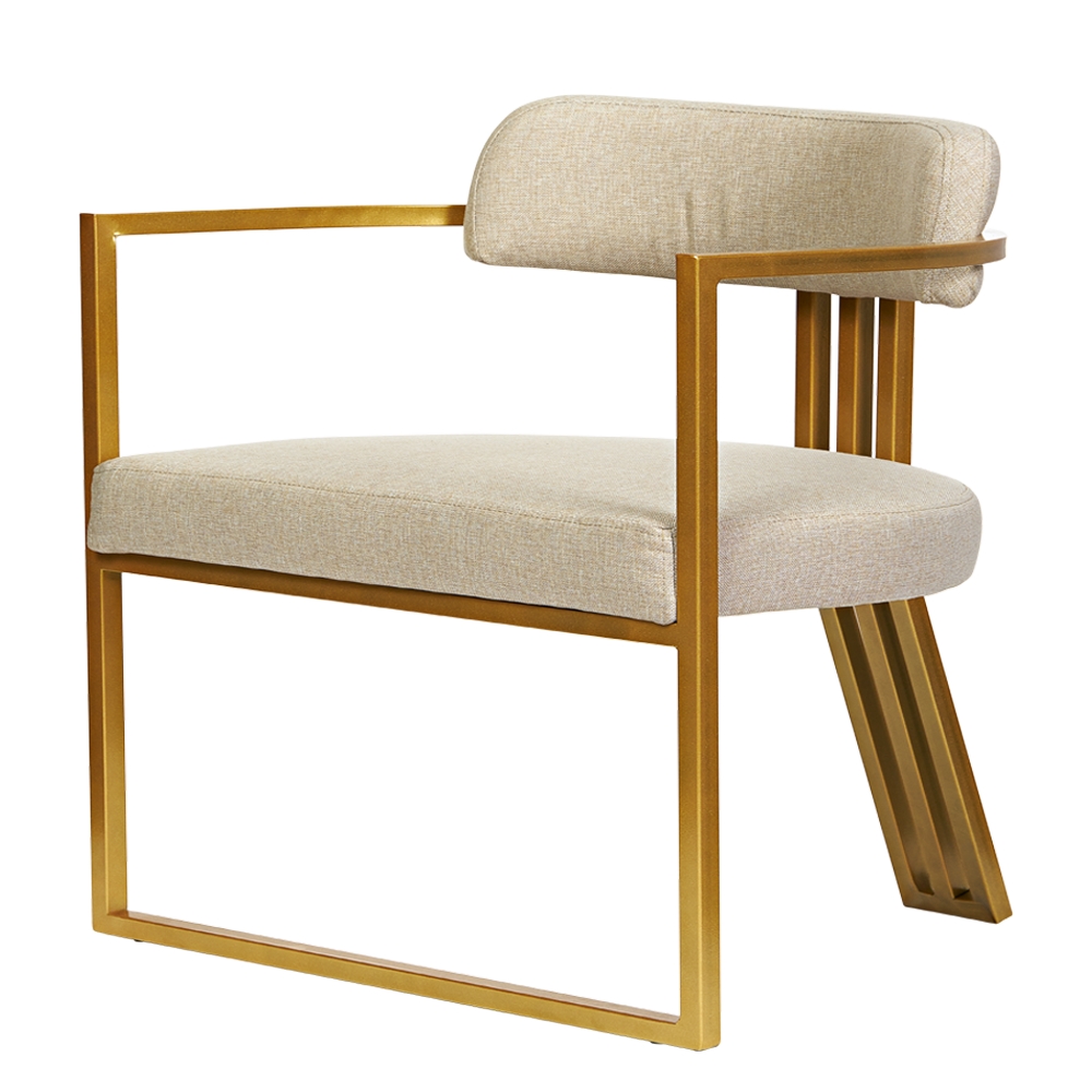 Poltronas Oregon Linho Bege Estrutura Dourado
