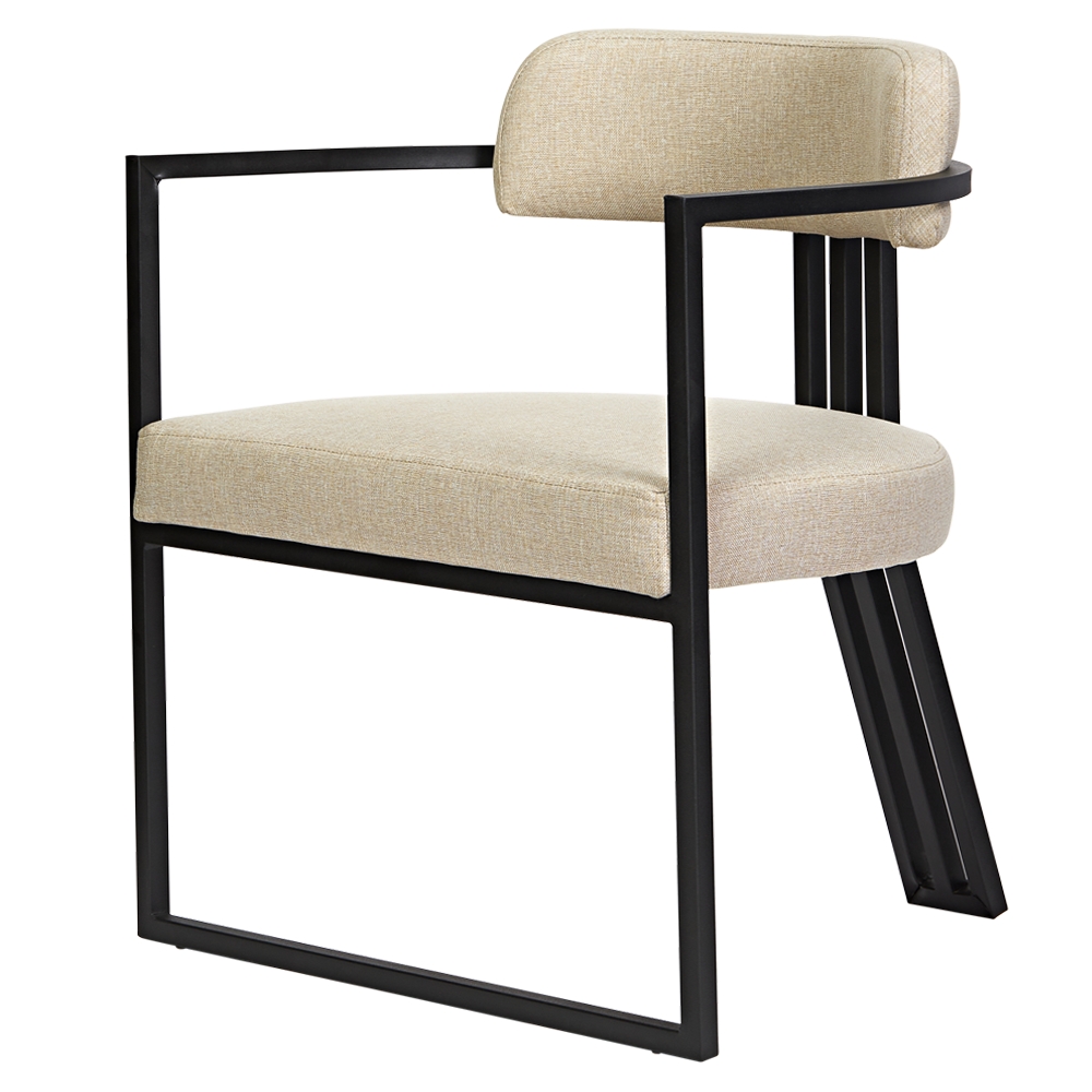Poltronas Oregon Linho Bege Estrutura Preto Fosco
