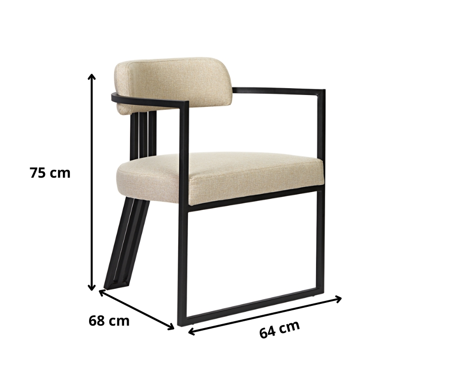 Poltronas Oregon Linho Bege Estrutura Preto Fosco