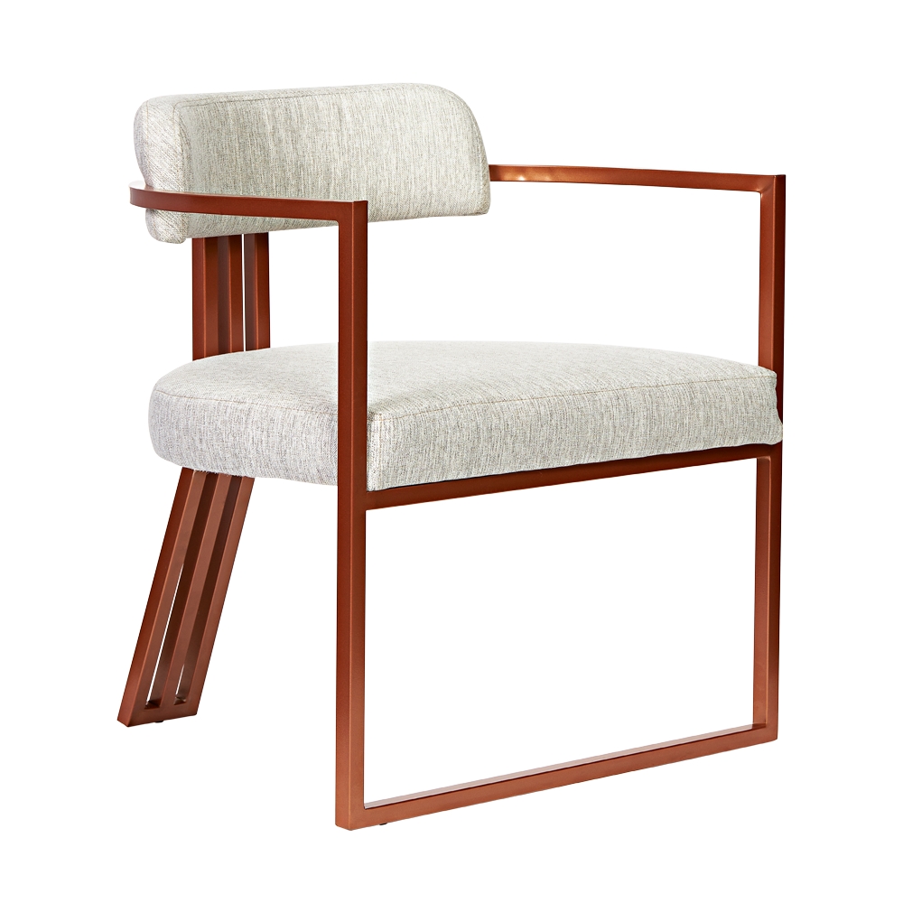 Poltronas Oregon Linho Marfim Estrutura Bronze