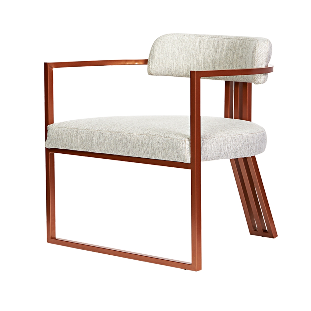 Poltronas Oregon Linho Marfim Estrutura Bronze