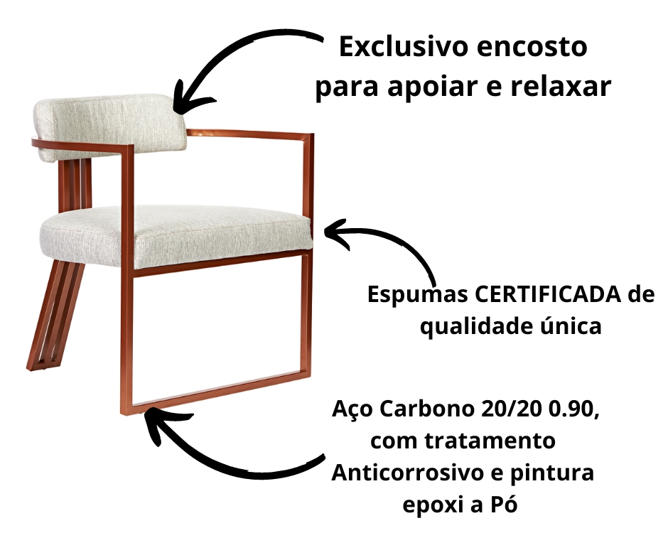 Poltronas Oregon Linho Marfim Estrutura Bronze
