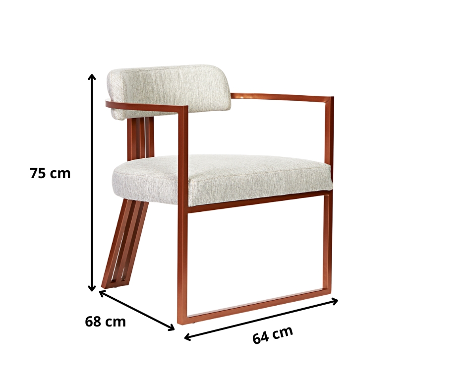 Poltronas Oregon Linho Marfim Estrutura Bronze
