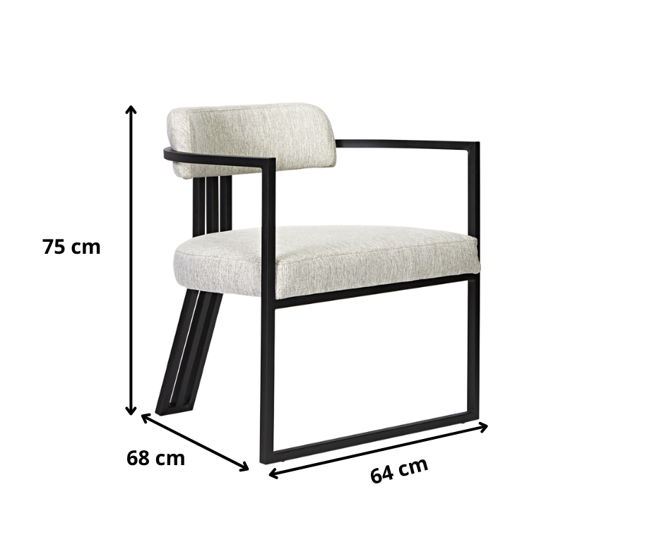 Poltronas Oregon Linho Marfim Estrutura Preto Fosco