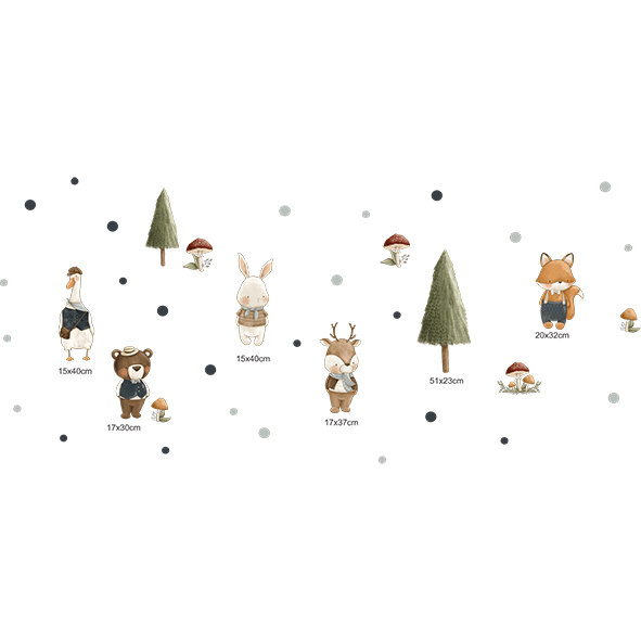 Adesivo de Parede Infantil Animais da Floresta em Aquarela